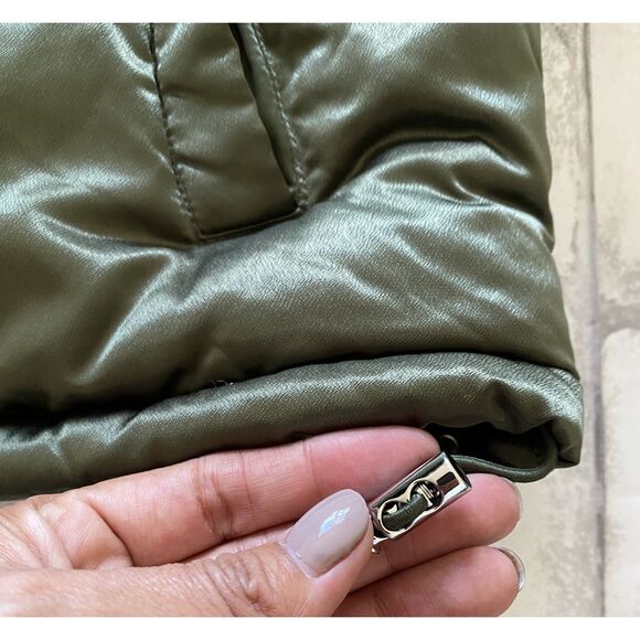 Seven For All Mankind Green Puffer Oversized Cropped Adjustable Waist Jacket L - Picture 9 of 11